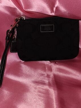 Coach Black Signature Wristlet Clutch